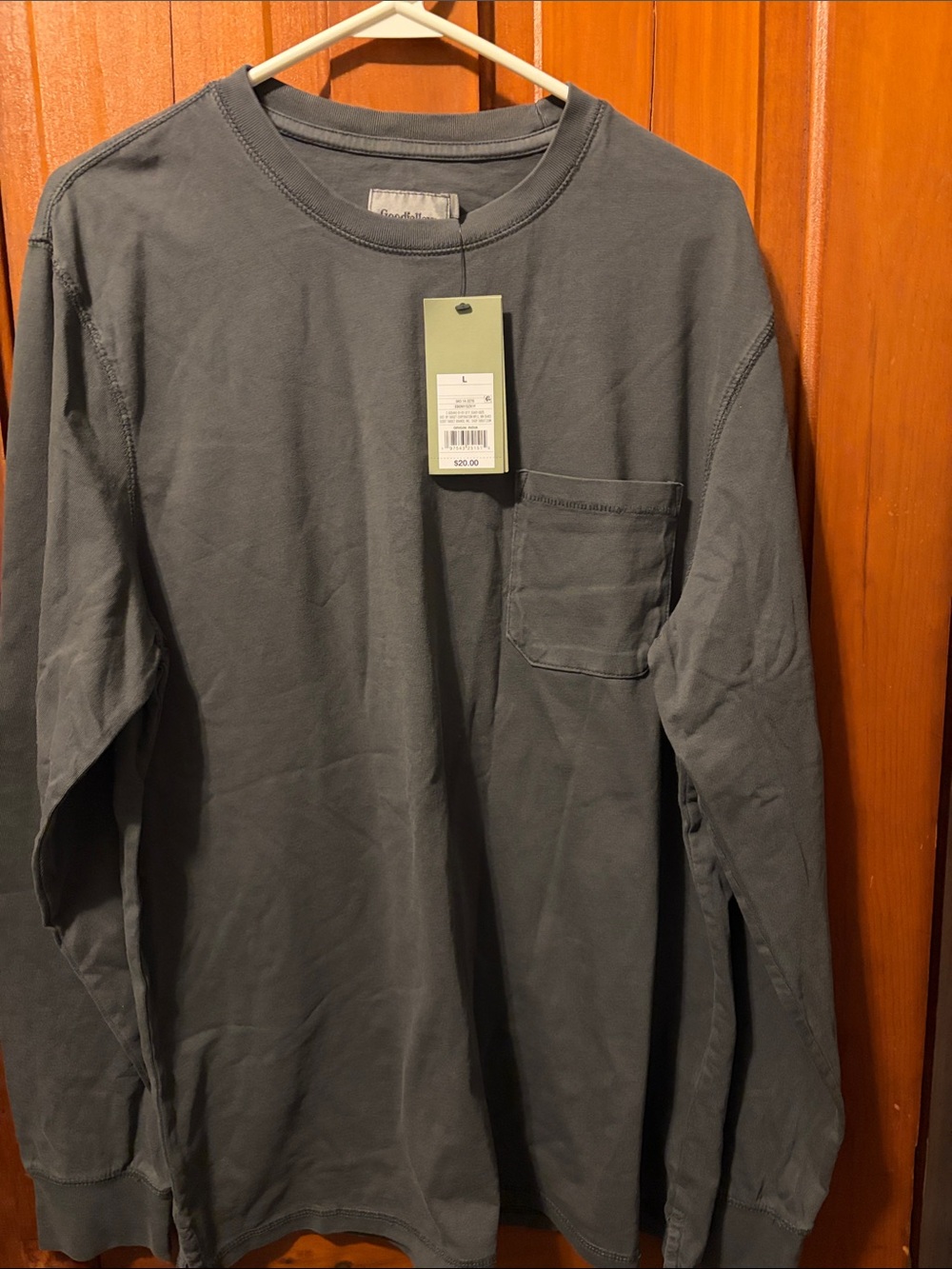 Goodfellow & Co Long-Sleeve Pocket Tee - Charcoal